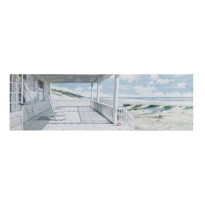 Vászon falikép, tengerparti terasz, 30x95 cm, fehér - TAMPA - Butopêa