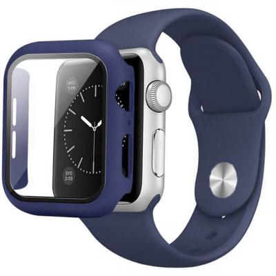 Szilikon Apple Watch Szíj és Tok (Azonos Színben) - Midnight Blue - M/L - 44mm