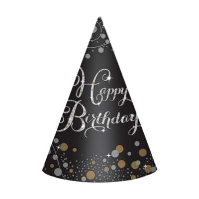 Amscan Párty csákók - Happy Birthday csillogó arany