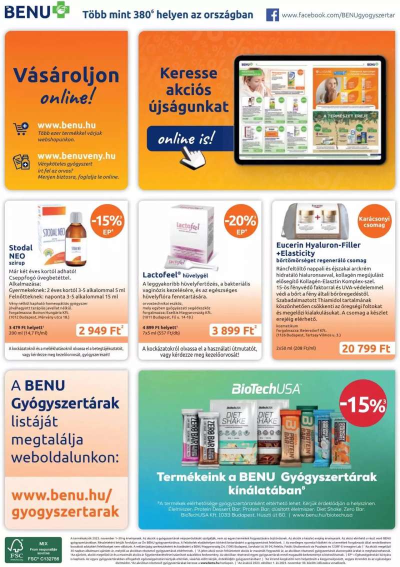 BENU Gyógyszertárak Akciós Újság 32 oldal