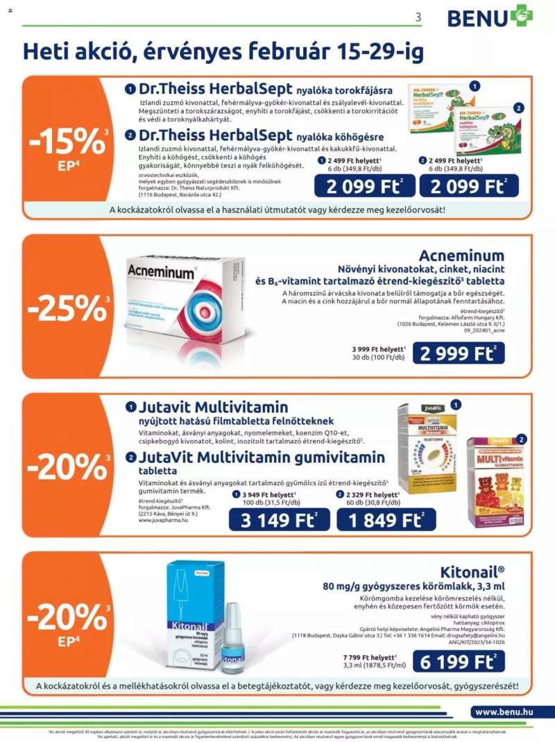 BENU Gyógyszertárak Akciós Újság BENU Gyógyszertárak 3 oldal