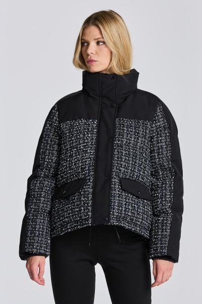 DZSEKI GANT D1. TWEED DOWN JACKET EBONY BACK