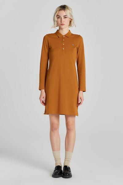 RUHA GANT SIM SHIED S PIQUE DRESS CINNAMON BROWN