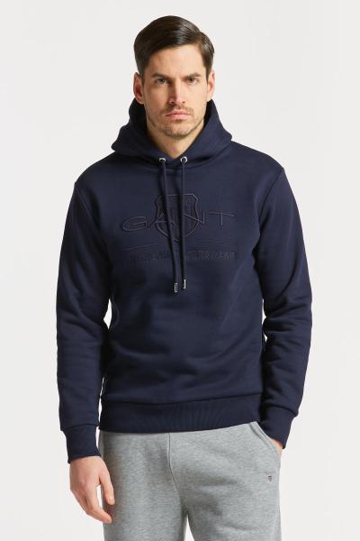 MELEGÍTŐ FELSŐ GANT REG TONAL SHIELD HOODIE EVENING BLUE