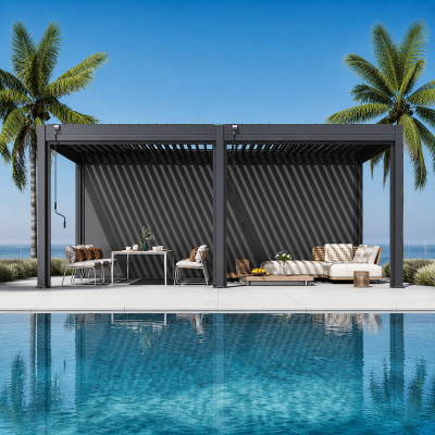 Bioklimatikus pergola, 135°-ig állítható, U Design, 3x6 m