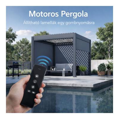 Bioklimatikus pergola, motoros, 135°-ig állítható, U Design, 3x3 m
