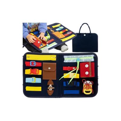 Készségfejlesztő matató táska, kreatív rejtvénytáska gyerekeknek, 14 különféle elemmel