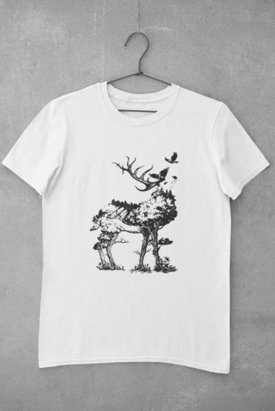 Ős szarvas fehér póló