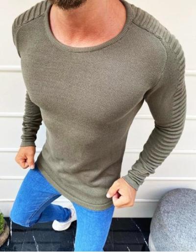 Férfi teljes hosszúságú pulóver khaki színben