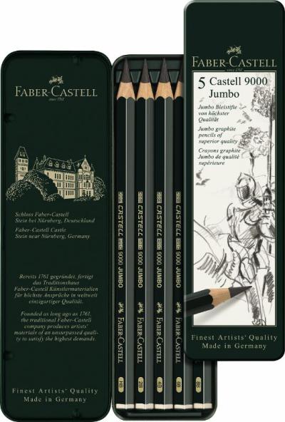 CASTELL 9000 Jumbo ceruzák 5 db -fém doboz (Faber Castel - Grafitceruza)