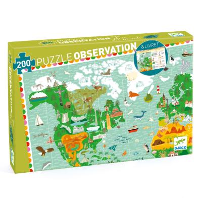 Föld térkép, 200 db-os megfigyelő puzzle - Around the world + booklet - Djeco DJ07412