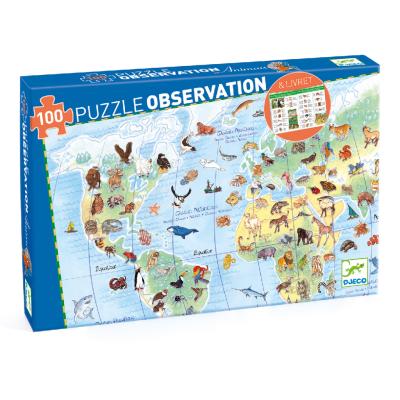 Föld állatai, 100 db-os megfigyelő puzzle - World's animals + booklet - 100 pcs - Djeco