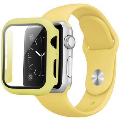 Szilikon Apple Watch Szíj és Tok (Azonos Színben) - Sárga - M/L - 44mm