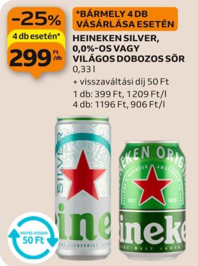 Heineken silver, 0,0%-os vagy világos dobozos sör