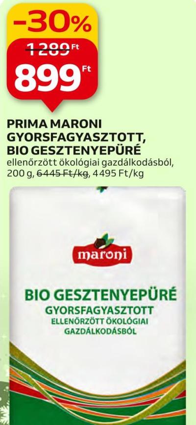 Prima Maroni gyorsfagyasztott, bio gesztenyepüré