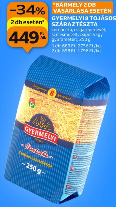 gyermelyi 8 tojásos száraztészta