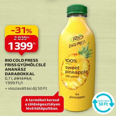 Rio cold press friss gyümölcslé ananász darabokkal