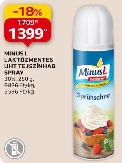 Minus l Laktózmentes uht tejszínhab spray