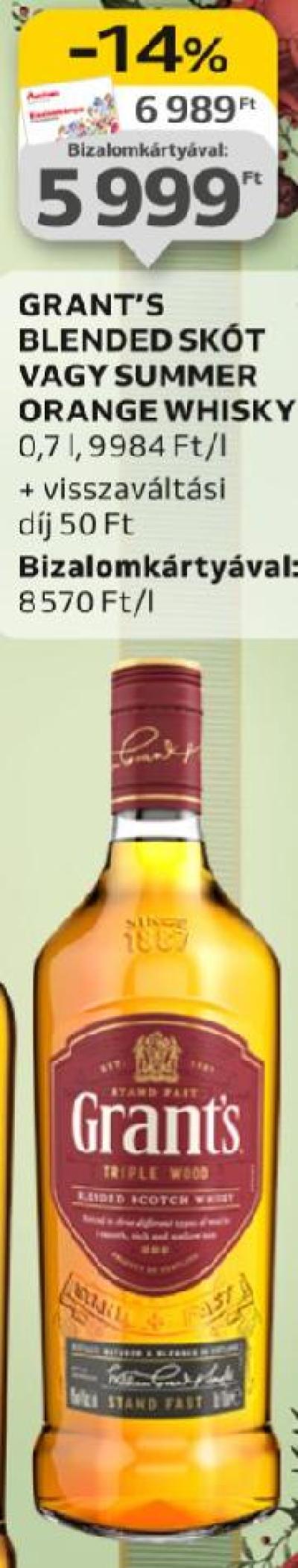 Grants blended skót vagy summer orange whisky
