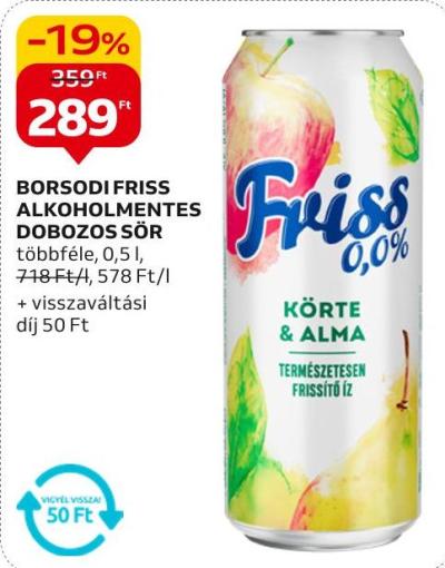Borsodi friss alkoholmentes dobozos sör