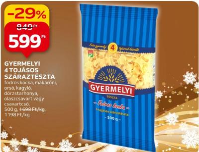 Gyermelyi 4 tojásos száraztészta