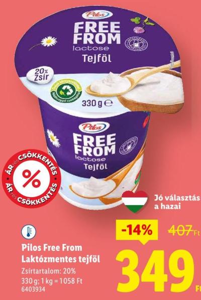 Pilos Free From Laktózmentes tejföl