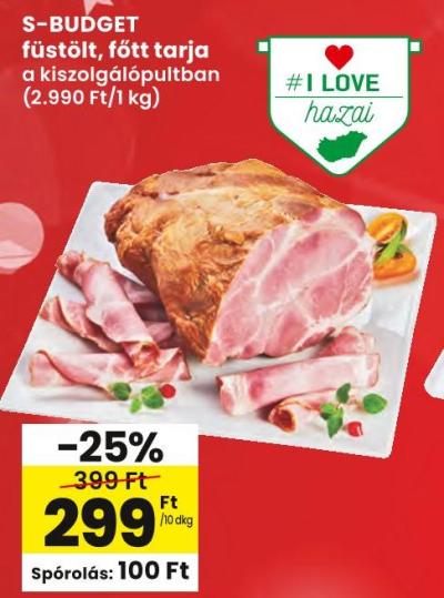 S-BUDGET füstölt, főtt tarja