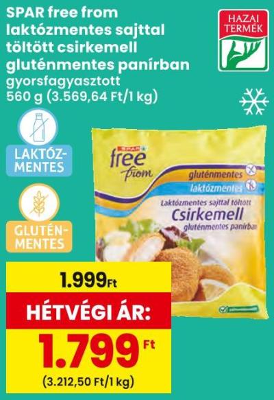 SPAR free from laktózmentes sajttal töltött csirkemell gluténmentes panírban