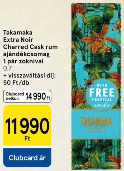 Takamaka Extra Noir Charred Cask rum ajándékcsomag