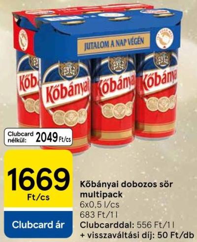 Kőbányai dobozos sör multipack