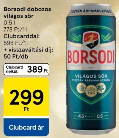 Borsodi dobozos világos sör