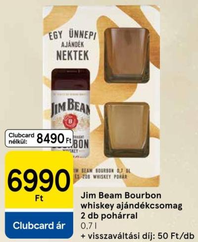 Jim Beam Bourbon whiskey ajándékcsomag 2 db pohárral