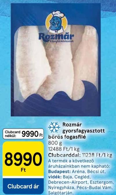 Rozmár gyorsfagyasztott bőrös fogasfilé