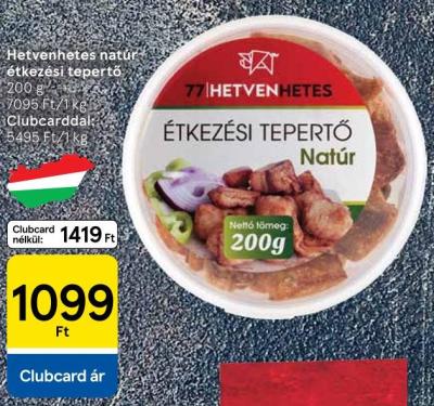 Hetvenhetes natúr étkezési tepertő