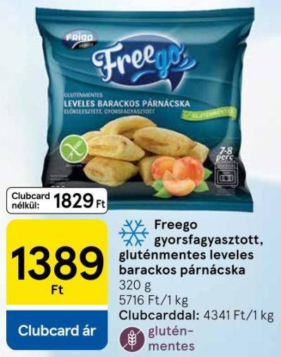 Frigo Freego gyorsfagyasztott, gluténmentes leveles barackos párnácska