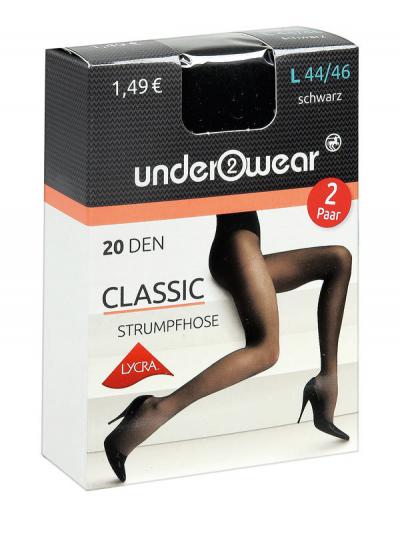Underwear Classic 20 Den Fekete L Harisnya - 2 db