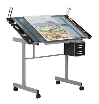 Tervező asztal dönthető,üveg asztallappal