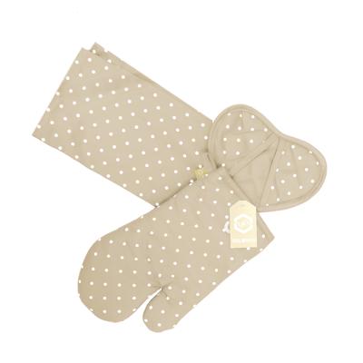 Drapp Fehér Pöttyös Konyhai szett 3db