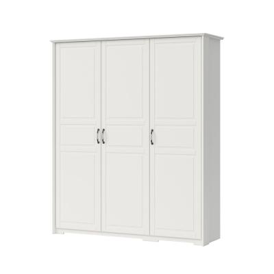 Háromajtós gardróbszekrény, polccokkal és akasztókkal, fehér fenyő - NORDIC - Butopêa