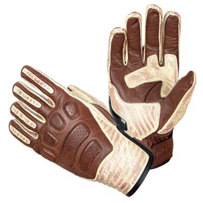 Bőr motoros kesztyű W-TEC Retro Gloves barna-bézs 