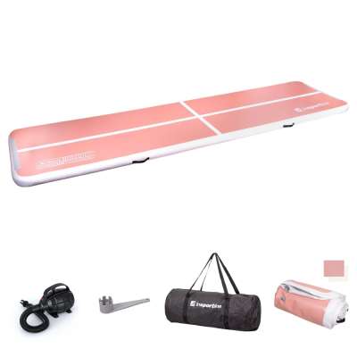 Airtrack elektromos pumpával inSPORTline Airstunt 500x100x10 cm,  Drop Stitch technológia, javítókészlet, rugalmas anyag, megerősített varratok