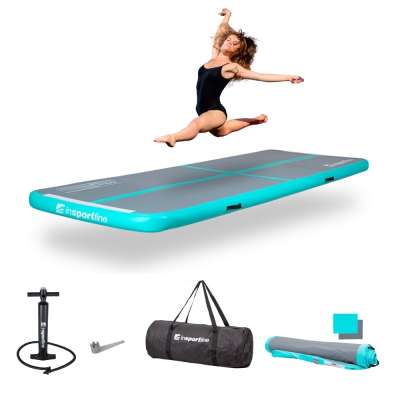 Airtrack kézi pumpával inSPORTline Airstunt 400x100x10 cm, Drop Stitch technológia, javítókészlet, hordtáska, rugalmas anyag, megerősített varratok