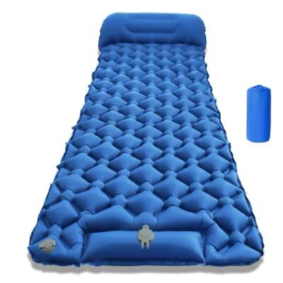 Felfújható matrac beépített pumpával inSPORTline Soultea 190x60x6 cm, kompakt méret, hatékony szigetelés, felfújás beépített pumpával, két szelep kék