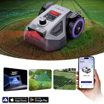 Robotfűnyíró Anthbot M5 LiDAR (500 m²), emelkedés észlelése, automatikus esőérzékelés, Dual Vision – vizuális navigáció, 360°-os LiDAR szkenner