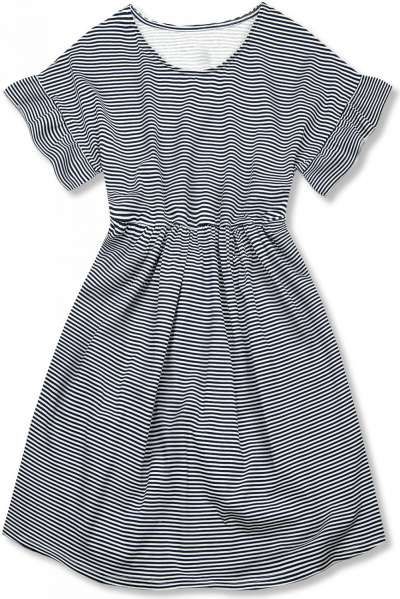 Kék és fehér színű, bő szabású csíkos ruha IV.