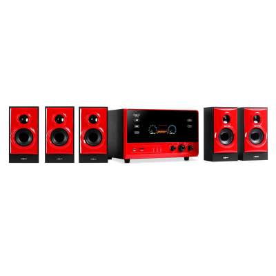 OneConcept V51, aktív 5.1 rendszer, USB, SD, AUX, piros