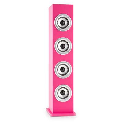 Auna Karaboom LED bluetooth hangfal, USB, AUX, karaoke, 2 mikrofon, rózsaszín