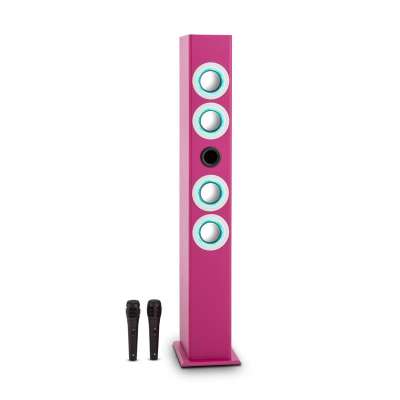 OneConcept Tallgirl karaoke hangfal, bluetooth, USB, SD, MP3, FM, AUX, 2 mikrofon