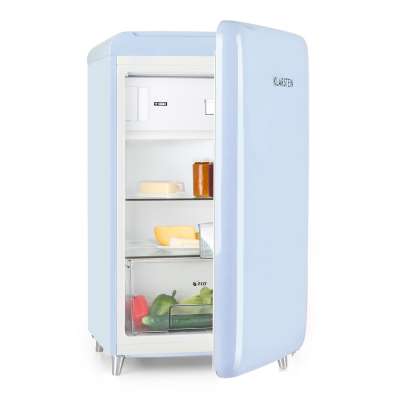 Klarstein PopArt Blue, retro hűtőszekrény, 118/13 liter, fagyasztórekesz, F energiahatékonysági osztály, kék