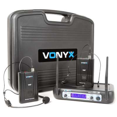 Vonyx WM512H, 2 csatornás UHF adó rendszer, övre tehető adó, kijelző